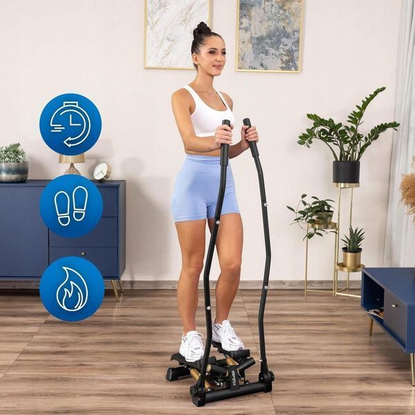 Поворотний кроковий степпер Gymtek XST700 з ручками та еспандерами, кардіотренажер стійка для дому та схуднення, навантаження до 3100543321 фото