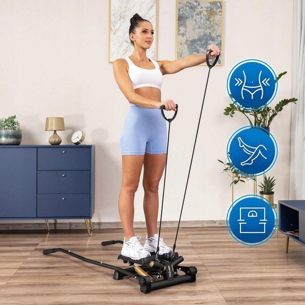 Поворотний кроковий степпер Gymtek XST700 з ручками та еспандерами, кардіотренажер стійка для дому та схуднення, навантаження до 3100543321 фото
