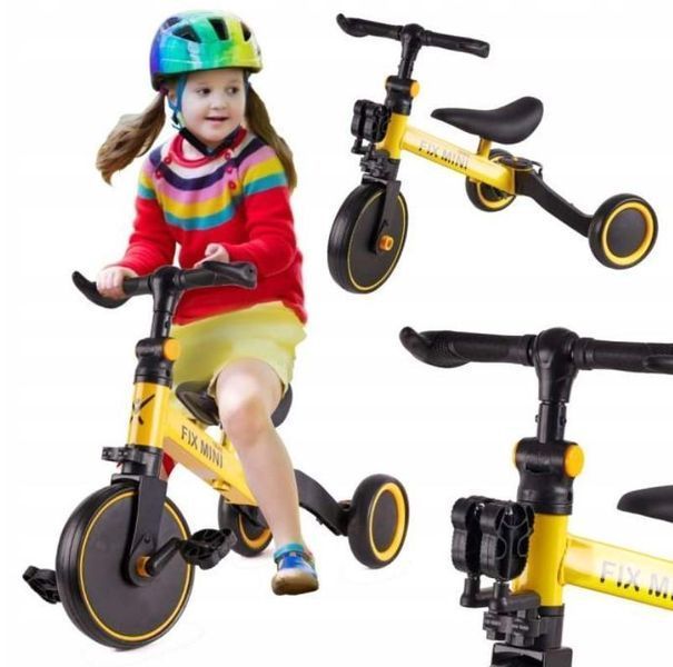 Триколісний велосипед Біговел Ikonka Trike Fix 3в1 велобіг 3в1 Жовтий 00000001918 фото