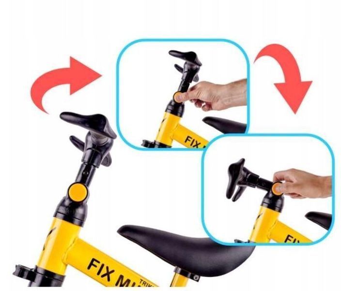 Триколісний велосипед Біговел Ikonka Trike Fix 3в1 велобіг 3в1 Жовтий 00000001918 фото