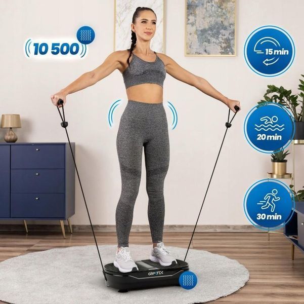 Тренувальна віброплатформа масажер з пультом дистанційного керування GYMTEK Light вібраційна степ-платформа з експандерами Gold id_1247 фото