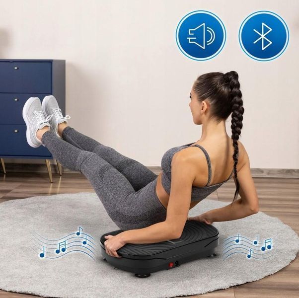 Тренувальна віброплатформа масажер з пультом дистанційного керування GYMTEK Light вібраційна степ-платформа з експандерами Black id_1246 фото