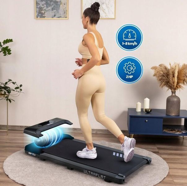 Компактна складна бігова доріжка для ходьби з дисплеєм Gymtek 1-8 км/год. до 100кг. Bluetooth ультратонка електрична бігова id_1260 фото