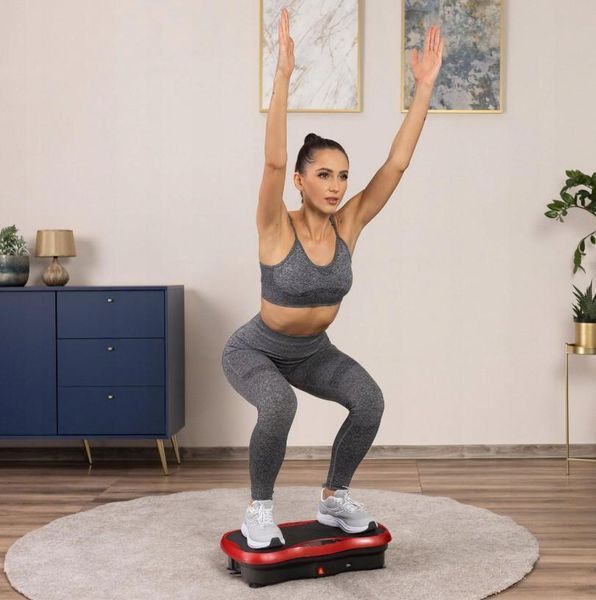 Тренувальна віброплатформа масажер з пультом дистанційного керування GYMTEK вібраційна степ-платформа з експандерами Red 2625676245 фото